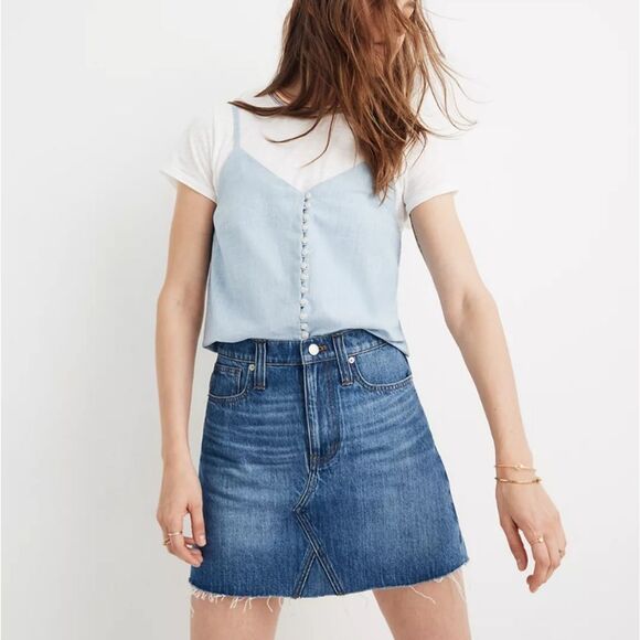 Madewell Dresses & Skirts - Madewell Rigid Denim A-Line Mini Skirt in Lakeline Wash: Eco Edition, Sz 26
